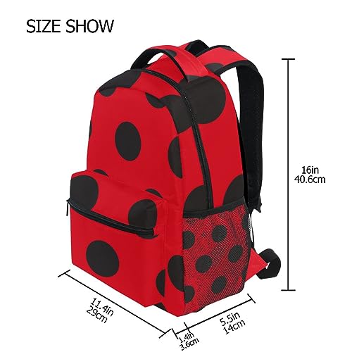 ALAZA Ladybugs Red Black Polka Dot Backpacks for Girls Boys School Backpack Kids Bookbag 3rd 4th 5th Grade Elementary Travel Laptop Shoulder Bag Students Daypacks