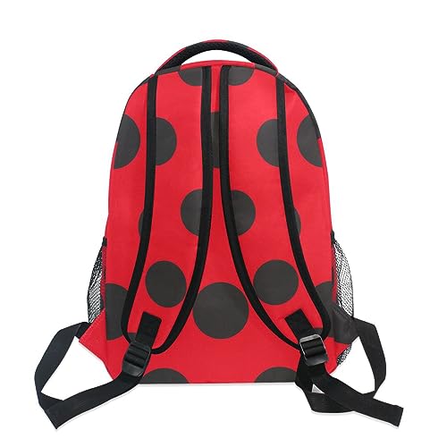 ALAZA Ladybugs Red Black Polka Dot Backpacks for Girls Boys School Backpack Kids Bookbag 3rd 4th 5th Grade Elementary Travel Laptop Shoulder Bag Students Daypacks