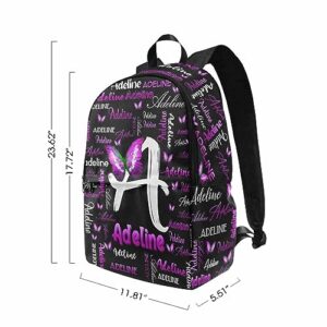 Custom School Backpack with Name for Daughter Son, Custom Text Logo School Bag Personalized Casual Daypacks Multipurpose Laptop Backpack Bookbag with Lunch Box Bag for Kid Boy Girl Back School Gift
