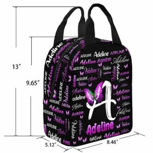 Custom School Backpack with Name for Daughter Son, Custom Text Logo School Bag Personalized Casual Daypacks Multipurpose Laptop Backpack Bookbag with Lunch Box Bag for Kid Boy Girl Back School Gift