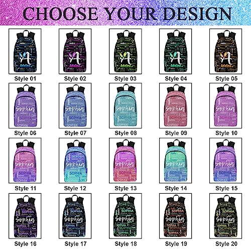 Custom School Backpack with Name for Daughter Son, Custom Text Logo School Bag Personalized Casual Daypacks Multipurpose Laptop Backpack Bookbag with Lunch Box Bag for Kid Boy Girl Back School Gift
