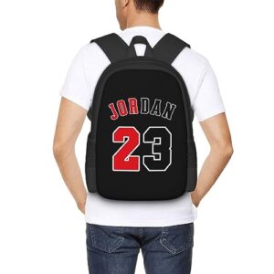 POYOMUK Basketball Number 23 Jordan Lightweight Backpack Casual Daypack Multi-Pocket Bags Waterproof Travel Gym Rucksack for Work Women Men