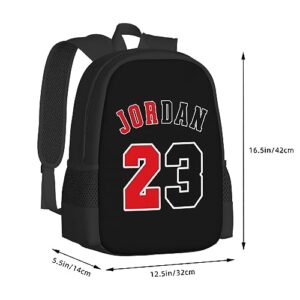 POYOMUK Basketball Number 23 Jordan Lightweight Backpack Casual Daypack Multi-Pocket Bags Waterproof Travel Gym Rucksack for Work Women Men
