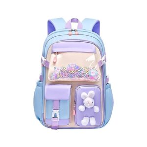 wellhoope kawaii big capacity backpack personalized name cute aesthetic backpack bunny outdoor daypack casual travel bag laptop backpack pink blue black purple green