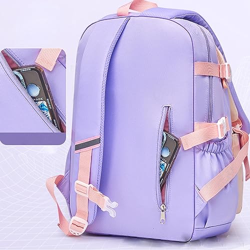 Wellhoope Kawaii Big Capacity Backpack Personalized Name Cute Aesthetic Backpack Bunny Outdoor Daypack Casual Travel Bag Laptop Backpack Pink Blue Black Purple Green