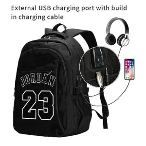 POYOMUK Basketball 23 Jordan Lightweight Backpack With Usb Charging Port Daypack Travel Rucksack