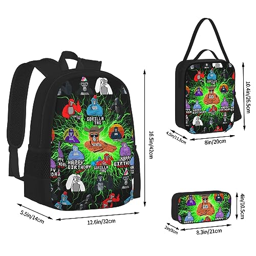 Moare Gorilla Tag Backpacks Set with Backpacks Lunch Bag Pencil Case Pencil Bag