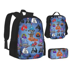 Moare Gorilla Tag Backpacks Set with Backpacks Lunch Bag Pencil Case Pencil Bag