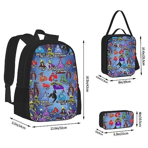 Moare Gorilla Tag Backpacks Set with Backpacks Lunch Bag Pencil Case Pencil Bag