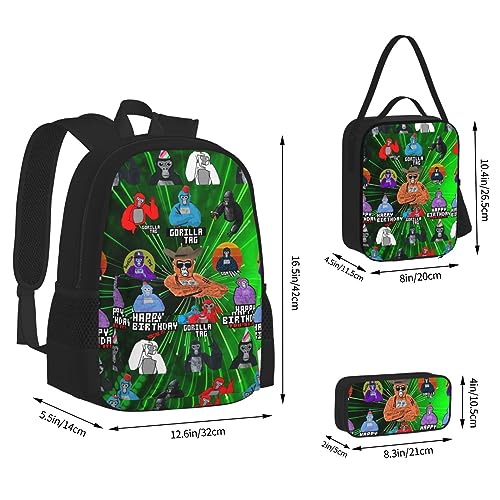 Moare Gorilla Tag Backpacks Set with Backpacks Lunch Bag Pencil Case Pencil Bag