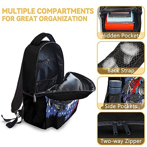 PoshWrap Truck School Backpack for Boys, 16 Inch Black Backpacks for Kids, Durable Cartoon Bookbag for Elementary