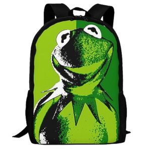 dserc kermit cartoon the frog anime backpacks laptop backpack unisex cartoon double shoulder bag for camping travel daypack