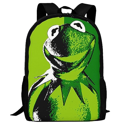 DSERC Kermit Cartoon The Frog Anime Backpacks Laptop Backpack Unisex Cartoon Double Shoulder Bag for Camping Travel Daypack