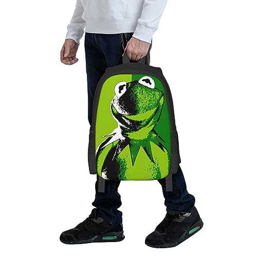 DSERC Kermit Cartoon The Frog Anime Backpacks Laptop Backpack Unisex Cartoon Double Shoulder Bag for Camping Travel Daypack