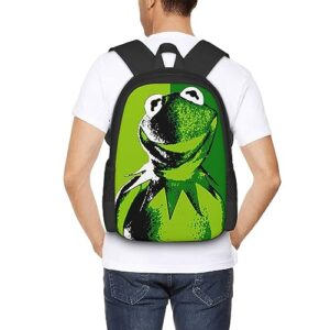 DSERC Kermit Cartoon The Frog Anime Backpacks Laptop Backpack Unisex Cartoon Double Shoulder Bag for Camping Travel Daypack