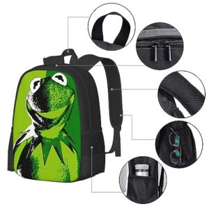 DSERC Kermit Cartoon The Frog Anime Backpacks Laptop Backpack Unisex Cartoon Double Shoulder Bag for Camping Travel Daypack