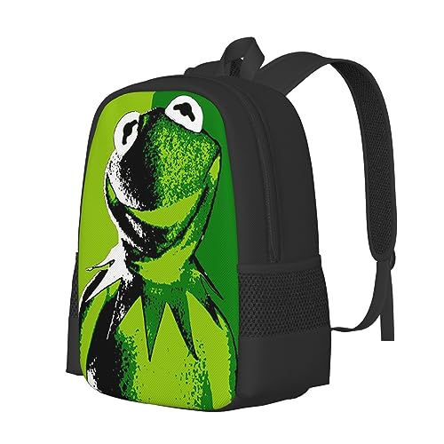 DSERC Kermit Cartoon The Frog Anime Backpacks Laptop Backpack Unisex Cartoon Double Shoulder Bag for Camping Travel Daypack