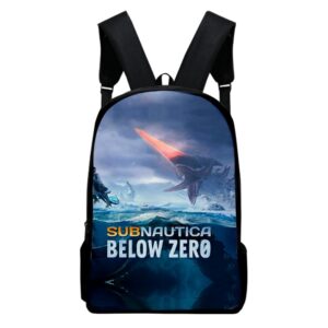 subnautica below zero 3d printing backpack women men travel shoulders bag fashion unisex daypack (e)