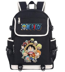 roffatide anime one piece monkey d. luffy laptop backpack with usb charging port roronoa zoro rucksack with printed backpack for men women graphic travel backpack