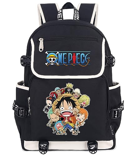 Roffatide Anime One Piece Monkey D. Luffy Laptop Backpack with USB Charging Port Roronoa Zoro Rucksack with Printed Backpack for Men Women Graphic Travel Backpack