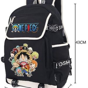 Roffatide Anime One Piece Monkey D. Luffy Laptop Backpack with USB Charging Port Roronoa Zoro Rucksack with Printed Backpack for Men Women Graphic Travel Backpack