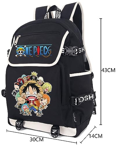 Roffatide Anime One Piece Monkey D. Luffy Laptop Backpack with USB Charging Port Roronoa Zoro Rucksack with Printed Backpack for Men Women Graphic Travel Backpack