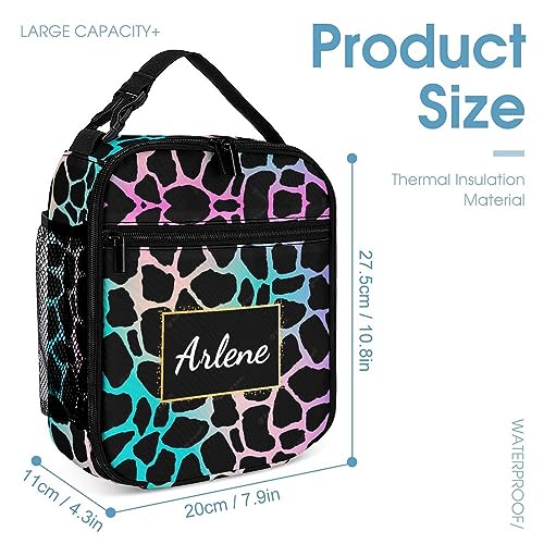 Wellhoope Custom Name Backpack 3PCS Set Cow Print Aesthetic Backpack Lunch Bag Pen Case 3 IN 1 Outdoor Daypack Travel Bag Double Shoulder Laptop Bag Climbing Backpack