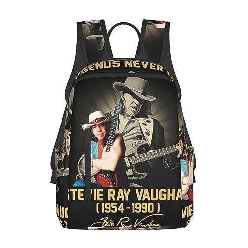 Uoajzxoi Stevie Rock Ray Singer Vaughan Lightweight Backpack Work Bag for Men and Women Daily Use Backpack Casual Daypack Travel Rucksack with Side Pockets Portable Hiking Bags Travel Bag for Office