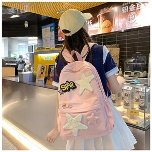 hunmui Y2k Backpack, Cute Kawaii Aesthetic Backpack for Women, Portable Daypacks for Travel (Pink)