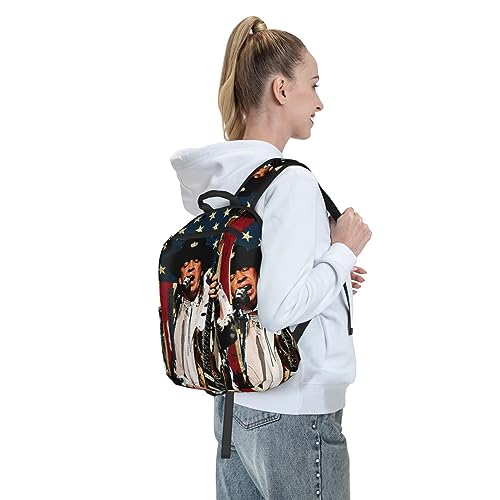 Stevie Rock Ray Singer Vaughan Lightweight Backpack Work Bag for Men and Women Daily Use Backpack Casual Daypack Travel Rucksack with Side Pockets Portable Hiking Bags Travel Bag for Business