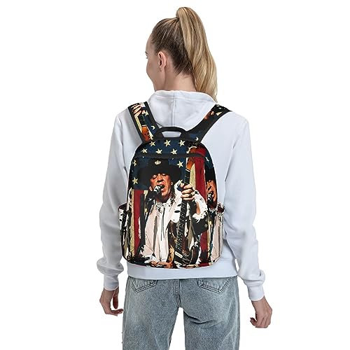 Stevie Rock Ray Singer Vaughan Lightweight Backpack Work Bag for Men and Women Daily Use Backpack Casual Daypack Travel Rucksack with Side Pockets Portable Hiking Bags Travel Bag for Business
