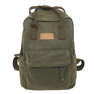 lushandy canvas backpack for women men vintage aesthetic grunge backpack solid color laptop backpack casual daypack