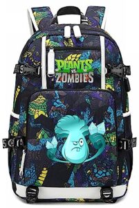 isaikoy plants vs. zombies backpack bookbag schoolbag daypack satchel laptop bag color blue6