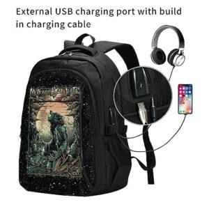 Motionless Rock In Band White USB Backpack,unisex casual book bags,traveling,camping,climbing,backpack suitable for office,study,notebook,laptop,business,multipurpose-backpacks.Fashion backpack.