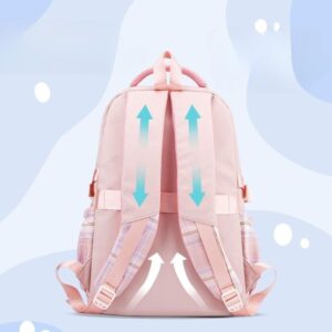 Kawaii Backpack with 9Pcs Accessories Anime Cartoon Bag 16 Inch Anti-Theft Travel Aesthetic Season Gifts Backpack (pink)