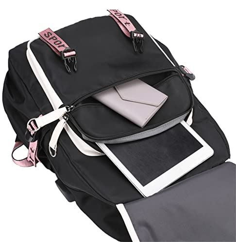 Gengx Teen Wednesday Addams Casual Rucksack-Waterproof Bookbag with USB Charging Port Classic Laptop Bag for Student