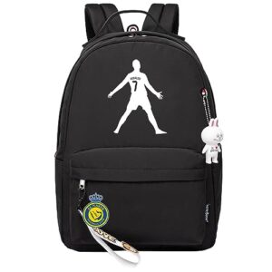 students cr7 graphic travel rucksack-unisex al-nassr fc lightweight bookbag casual laptop knapsack for youth