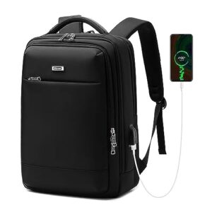 laptop backpack 18in business leisuretravel backpacks with usb port large capacity work computer bags for women men (black-a)