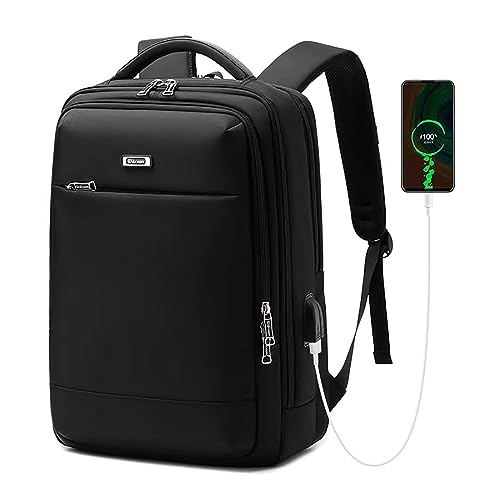 Laptop Backpack 18in Business LeisureTravel Backpacks with USB Port Large Capacity Work Computer Bags for Women Men (Black-A)