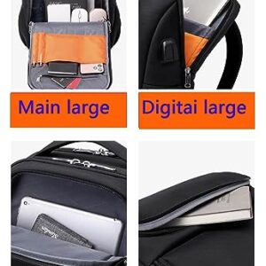 Laptop Backpack 18in Business LeisureTravel Backpacks with USB Port Large Capacity Work Computer Bags for Women Men (Black-A)