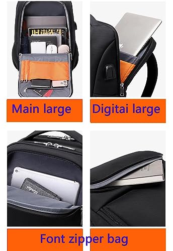 Laptop Backpack 18in Business LeisureTravel Backpacks with USB Port Large Capacity Work Computer Bags for Women Men (Black-A)