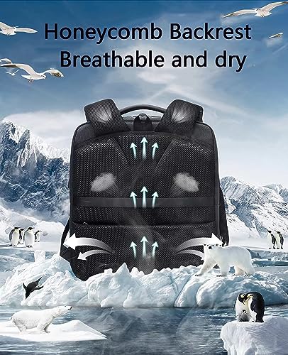 Laptop Backpack 18in Business LeisureTravel Backpacks with USB Port Large Capacity Work Computer Bags for Women Men (Black-A)