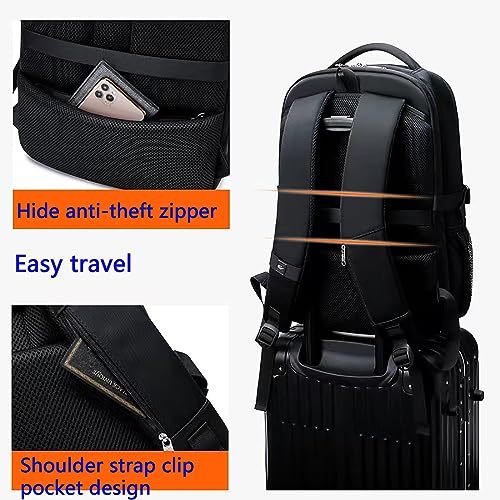 Laptop Backpack 18in Business LeisureTravel Backpacks with USB Port Large Capacity Work Computer Bags for Women Men (Black-A)