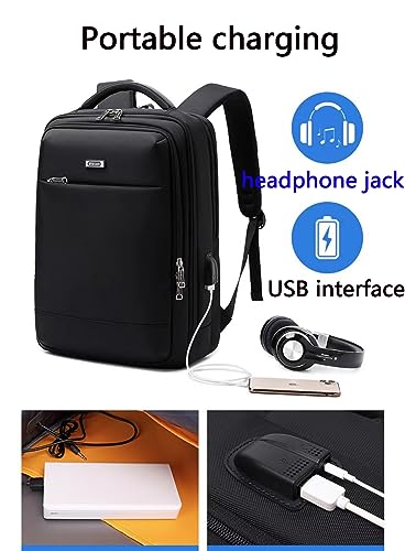 Laptop Backpack 18in Business LeisureTravel Backpacks with USB Port Large Capacity Work Computer Bags for Women Men (Black-A)