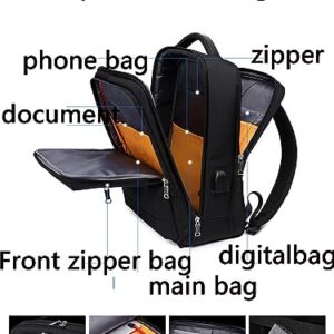 Laptop Backpack 18in Business LeisureTravel Backpacks with USB Port Large Capacity Work Computer Bags for Women Men (Black-A)