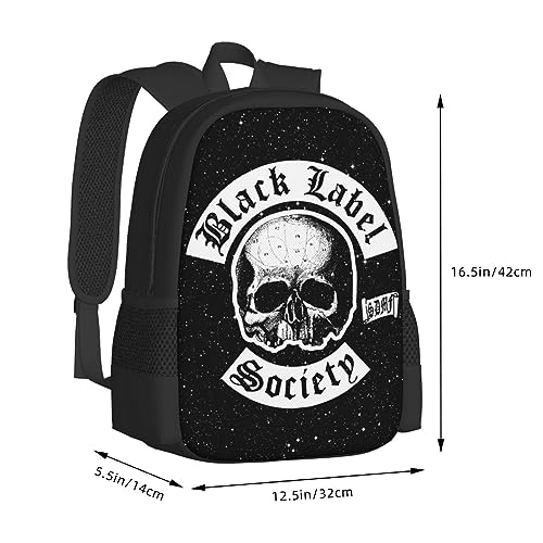 QDUqgTRds Black Metal Label Band Society Backpack,Multifunctional Unisex Classic Bookbags for Mens Popular Cute Daypacks-Climbing Camping Backpacks Suitable for Laptop Work