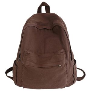 juoxeepy canvas backpack for women men vintage brown backpack grunge aesthetic college laptop backpack solid color everyday backpack travel daypack rucksack