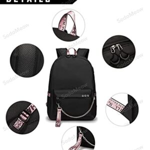 SodaMeow Demon Backpack Nezuko Anime Slayer Bag Kimetsu no Yaiba Kawaii Backpack with USB Charging Port, Free Keychain (A-Muichiro)