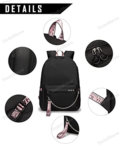 SodaMeow Demon Backpack Nezuko Anime Slayer Bag Kimetsu no Yaiba Kawaii Backpack with USB Charging Port, Free Keychain (A-Muichiro)