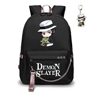 sodameow demon backpack anime bag kimetsu no yaiba nezuko casual backpack slayer with usb charging port, free keychain (b-muzan)
